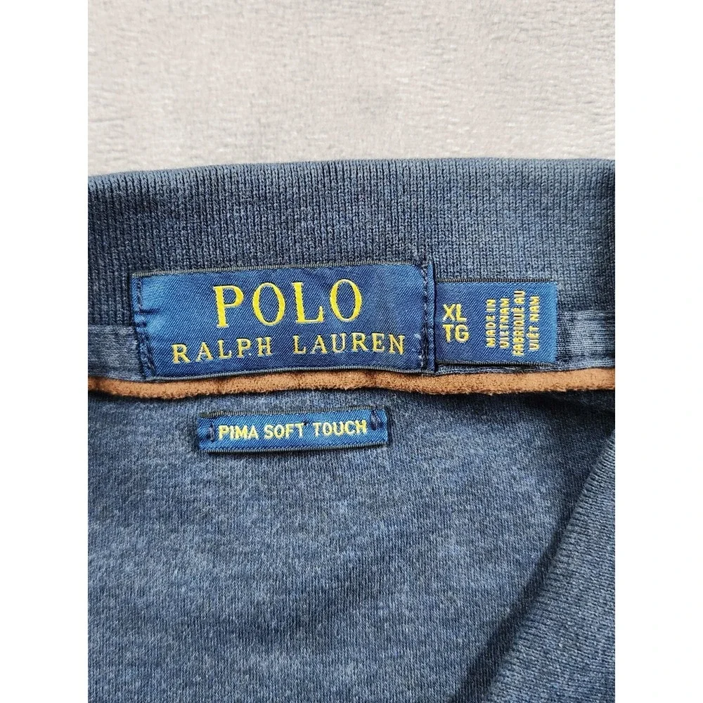 Polo Ralph Lauren Pima Soft Touch Long Sleeve Polo Golf Shirt Mens XL Navy